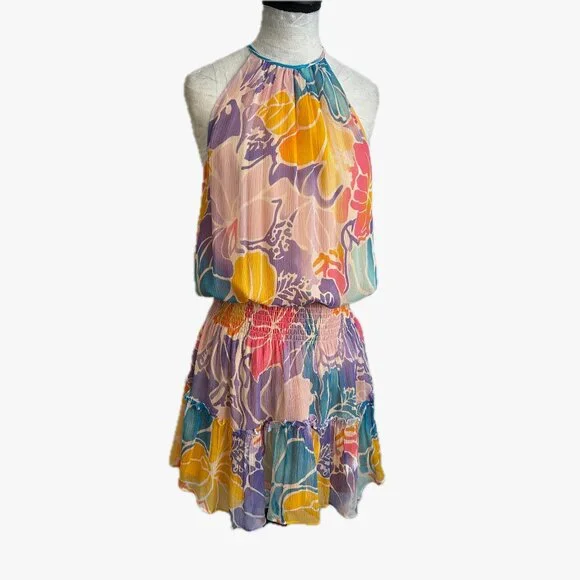 Ramy Brook Kourtney Smocked Floral Minidress, Med - Picture 6 of 11